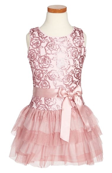 Zunie Sequin & Tulle Sleeveless Dress (Toddler Girls) in Rose