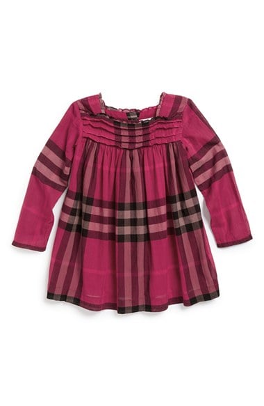 Burberry 'Luna' Check Print Cotton Dress (Toddler Girls) in Deep Fuchsia