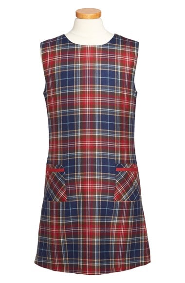 Oscar de la Renta Plaid Wool A-Line Dress (Toddler Girls in Chili Pepper and Navy)