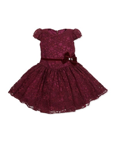 David Charles Drop-Waist Lace Dress in Color: Wine