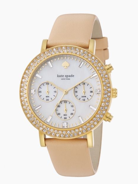 Kate Spade METRO GRAND PAVE CHRONOGRAPH Watch in Vachetta