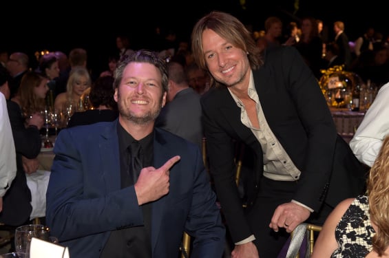 NASHVILLE, TN - NOVEMBER 04: Blake Shelton and Keith Urban attend the BMI 2014 Country Awards at BMI on November 4, 2014 in Nashville, Tennessee. (Photo by Rick Diamond/Getty Images for BMI)