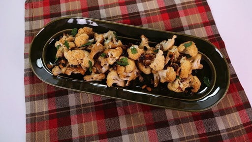 Learn how to create the golden cauliflower with pine nuts and currents side dish just in time for Thanksgiving! Daphne made this delicious recipe on the Friday, November 21st episode of "The Chew"!