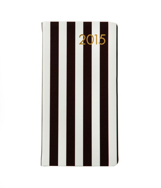 Henri Bendel CENTENNIAL STRIPE 2015 POCKET JOURNAL in Black, White and Gold