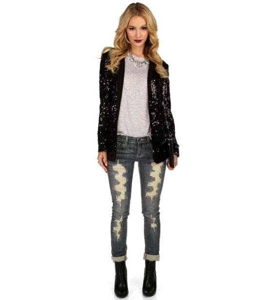 Black Celebration Sequin Blazer in Black