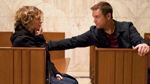 Adam Braverman comforts his mother Camille (Braverman) in the hospital chapel.