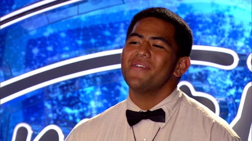 Reno Anoa'i, age 16 of San Francisco, California. Reno plays the ukulele and sings Rod Stewart's "I don't want to talk about it" during his San Francisco audition.