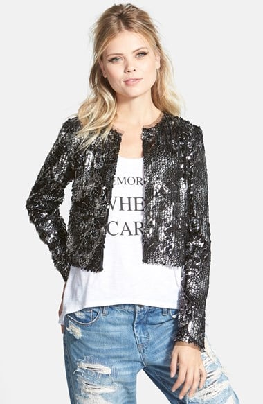Tildon Graffiti Sequin Blazer in Black/Silver Graffiti Sequins