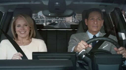 Journalists Katie Couric and Bryant Gumbel spoof themselves in this BMW ad for Super Bowl XLIX.
