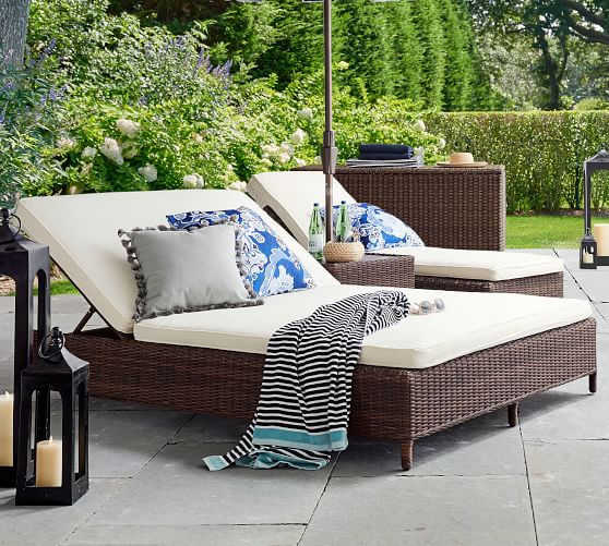 Pottery Barn TORREY ALL-WEATHER WICKER DOUBLE CHAISE pottery barn outdoor furniture sale