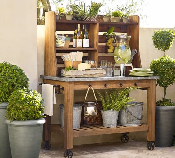 ABBOTT ZINC-TOP ISLAND & HUTCH. Pottery Barn