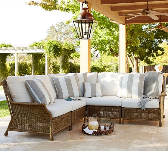 SAYBROOK ALL-WEATHER WICKER SECTIONAL SET. Pottery Barn