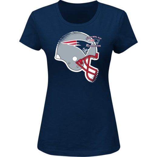 Majestic New England Patriots Women's Navy Blue Super Bowl XLIX Champions Victory Dive VII T-Shirt