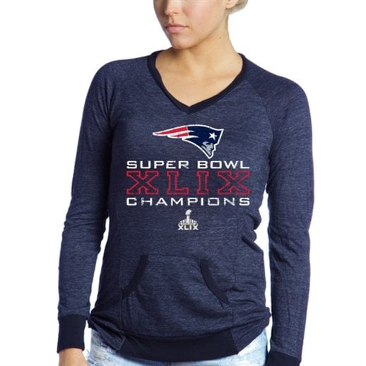 New England Patriots Women's Navy Blue Super Bowl XLIX Champions Pride Tri-Blend Long Sleeve T-Shirt