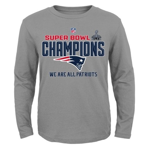New England Patriots Youth Gray Super Bowl XLIX Champions Trophy Collection Locker Room Long Sleeve T-Shirt