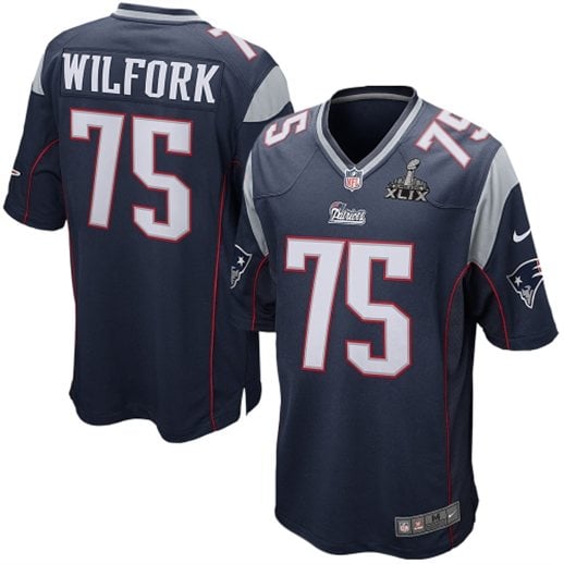 New England Patriots Vince Wilfork Nike Navy Blue Super Bowl XLIX Game Jersey