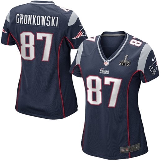 New England Patriots Women's Rob Gronkowski Nike Navy Blue Super Bowl XLIX Game Jersey