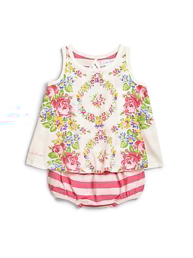 Ralph Lauren Infant's Floral Print Two-Piece Tank Top & Ruffled Striped Bloomers Set in Deckwash White Multi