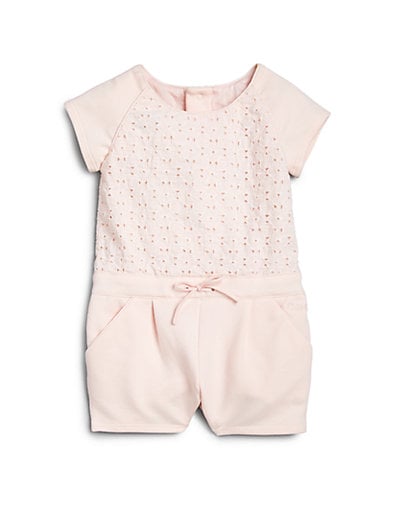 Chloé Infant's Eyelet-Overlay Romper in Light Pink