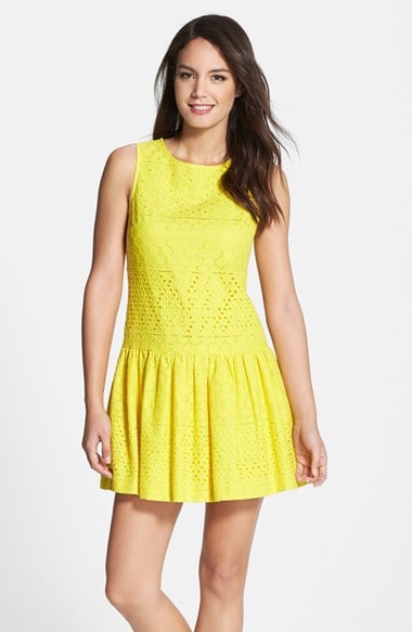 CeCe by Cynthia Steffe 'Winny' Cotton Eyelet Fit & Flare Dress in Aurora