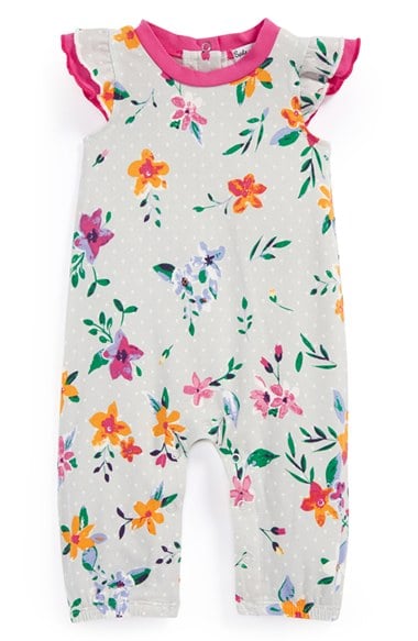 Splendid 'Directional' Floral Print Flutter Sleeve Romper (Baby Girls) in Pink Print