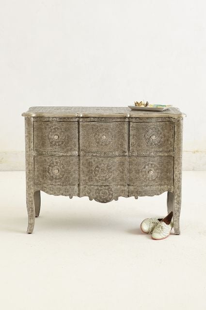 Hand-Embossed Dresser in Silver