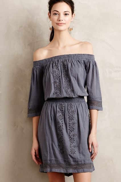 Nicola Embroidered Eyelet Dress by Tularosa in Light Grey
