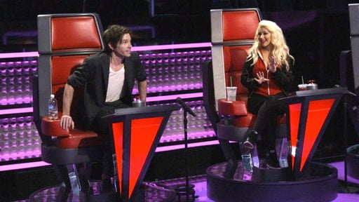 The Voice season 8 episode 10 Outtakes: Pop stars Christina Aguilera and Nate Ruess of "Fun" learn something new about the coaches red chairs on Monday!