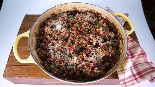 Learn how to make the risotto from the oven with sausage and bell pepper that Chef Fabio Viviani made on "The Chew" on Monday, March 30, 2015.