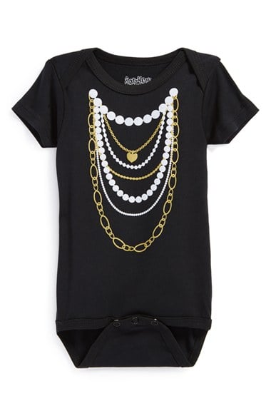 Sara Kety Baby & Kids 'Gold 'n Pearls' Short Sleeve Bodysuit (Baby Girls) in Black