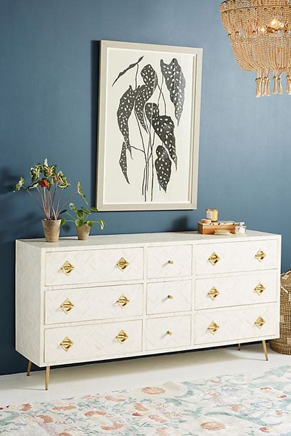 Optical Inlay Nine-Drawer Dresser White dressers