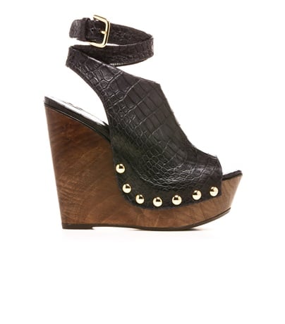 Stuart Weitzman THE WRAPUP WEDGE in Nero Soft Croco