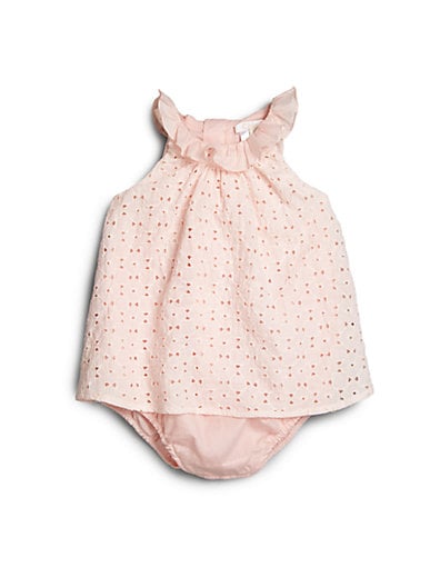Chloé Infant's Eyelet-Overlay Bubble Dress in Light Pink
