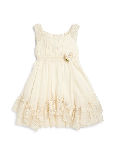 Biscotti Infant's Lace-Trimmed Voile Dress in Ivory