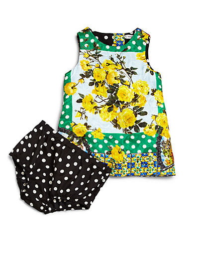 Dolce & Gabbana Infant's Floral Scarf-Print Shift Dress & Bloomers Set in Yellow
