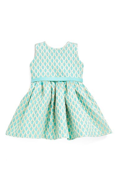Halabaloo 'Mermaid' Boatneck Dress (Baby Girls) in Aqua