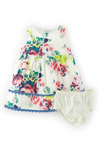 Mini Boden 'Pretty Tea' Cotton Dress & Bloomers (Baby Girls) in English Bloom