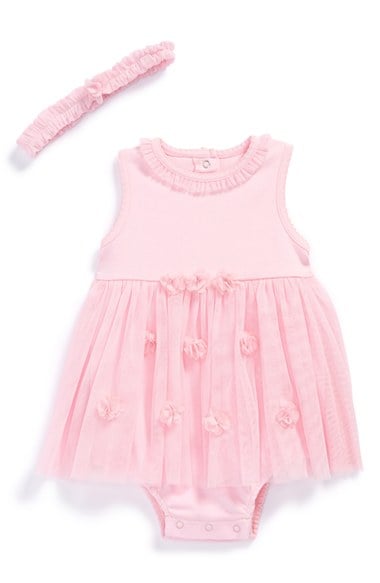 Little Me Tulle Bodysuit & Headband (Baby Girls) in Rose Shadow