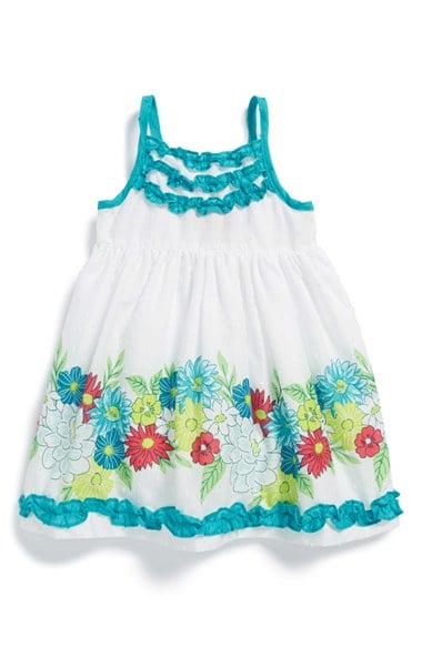 Penelope Mack 'Sunny Bouquet' Sleeveless Dress & Bloomers (Baby Girls) in Turquoise