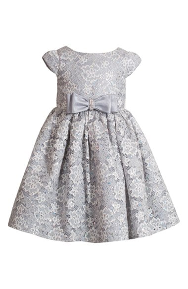 Kleinfeld Pink 'Chiara' Lace Dress (Baby Girls) in Silver