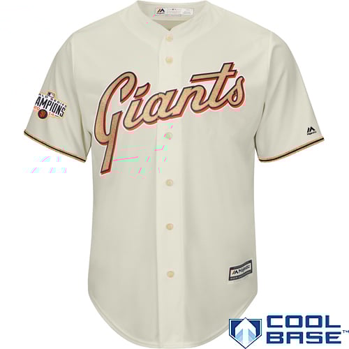 Buster Posey San Francisco Giants Youth World Series Gold Program Cream Player Jersey