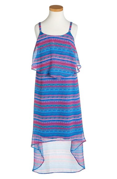 W Girl 'Popover' High/Low Chiffon Dress (Big Girls) in Blue/Purple