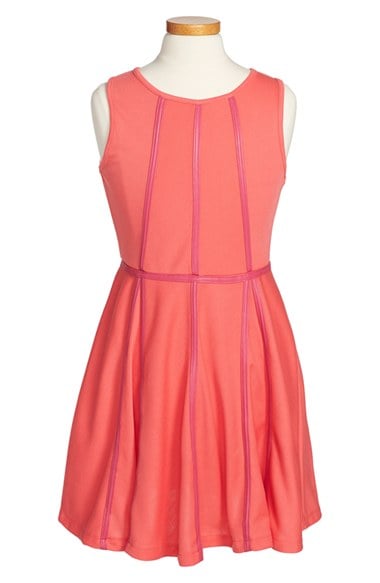 Elisa B Ponte Skater Dress (Big Girls) in Coral