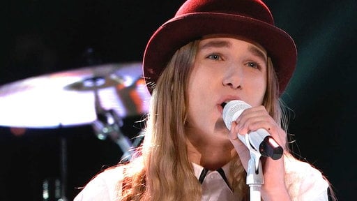 Team Pharrell's Sawyer Fredericks sings "Take Me To The River" on "The Voice" on Monday, May 4, 2015.