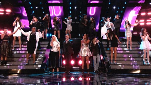 Watch The Voice season 8 Top 20 Meghan Linsey, Koryn Hawthorne, India Carney, Sawyer Fredericks, Joshua Davis, Corey Kent White, Hannah Kirby, Kimberly Nichole, Rob Taylor, Deanna Johnson, Caitlin Caporale, Nathan Hermida, Sarah Potenza, Sonic and Tonya Bo (and more) sing Fun's "Carry On" and "Some Nights".