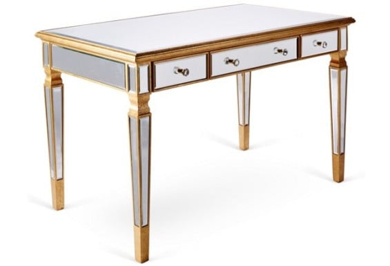 Eve Mirrored Desk in Gold