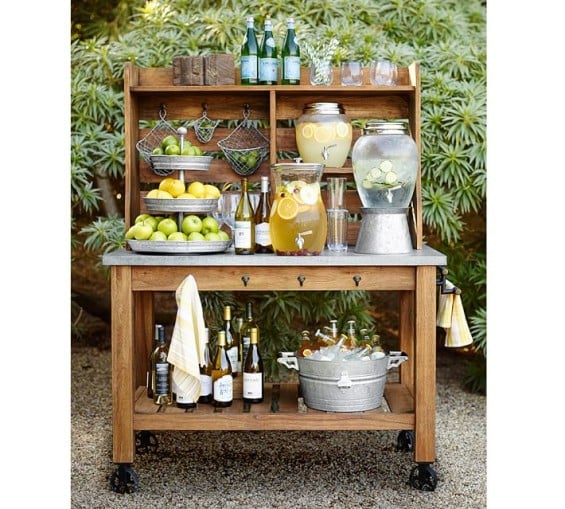 Pottery Barn ABBOTT ZINC-TOP ISLAND & HUTCH