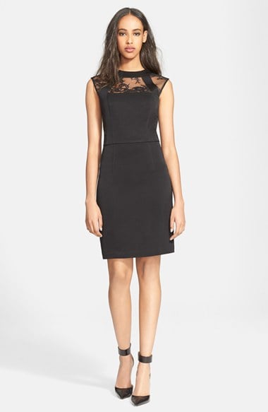 The Kooples Lace Inset Sheath Dress in Black