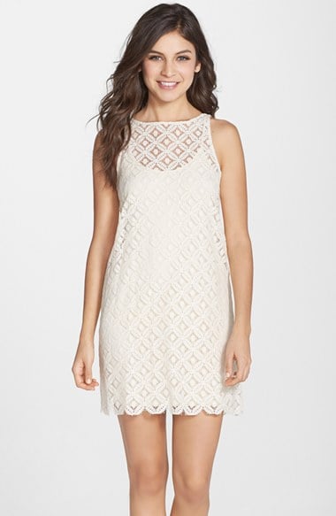 BB Dakota Mark Lace Sleeveless Shift Dress in Ivory
