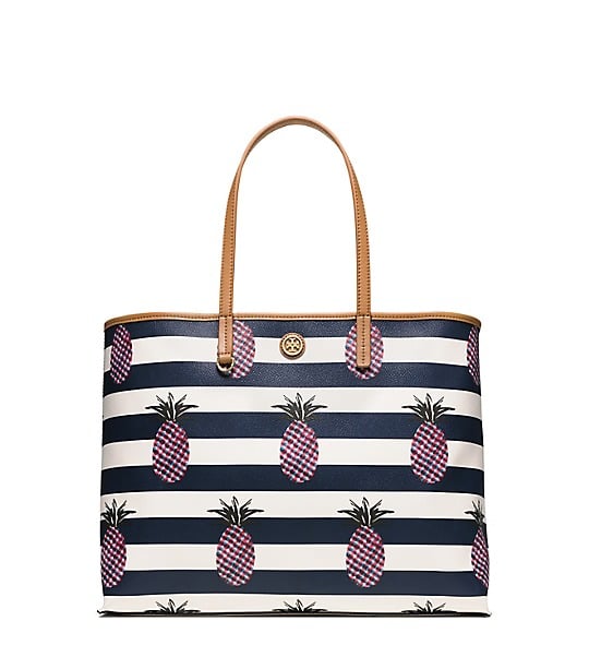 Tory Burch KERRINGTON SQUARE TOTE in PINEAPPLE STRIPE LARGE
